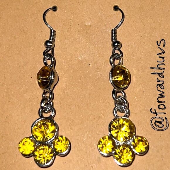 Bundle Sale 3 for $15 | Rhinestone Dangle Earrings – Floral Drop Design - Picture 3 of 7
